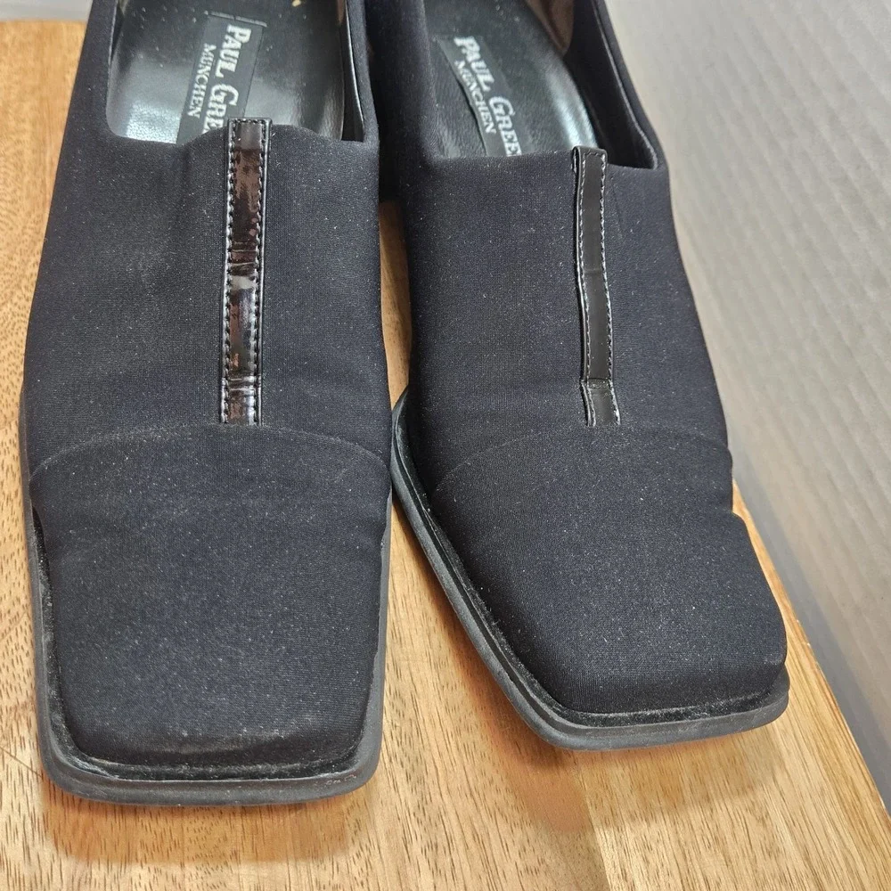 Paul Green Munchen Black Square Toe Low Heel Loafers Pumps Women Slip On Shoes 7